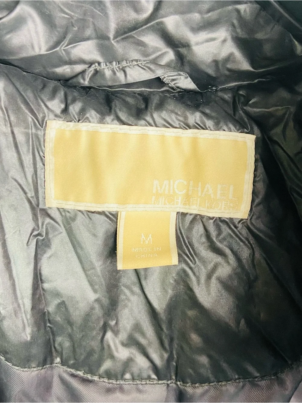 Michael Kors Black Quilted Long Puffer Coat with Faux Fur Hood size Medium